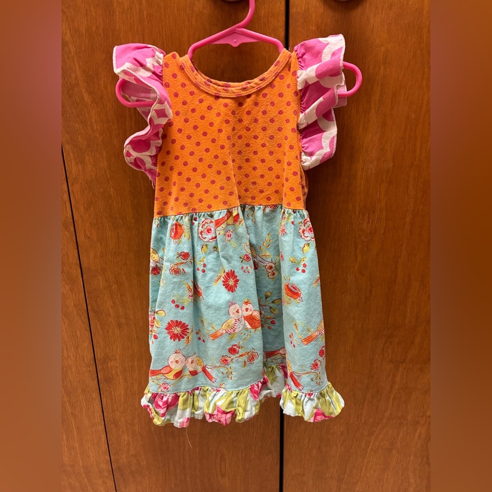Vibrant Kids Dress with Pink Ruffle Sleeves